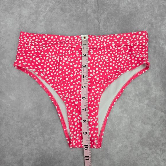Pink White Polka Dot Cheeky Medium Bikini Bottom Swimwear - Picture 4 of 5